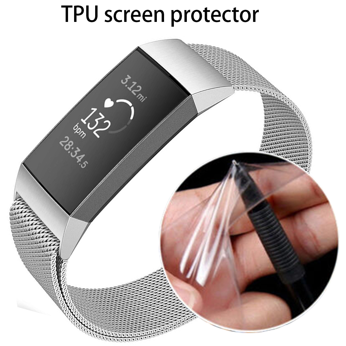 Tempered-Glass-Full-Edge-Cover-TPU-Watch-Screen-Protector-for-Fitbit-Charge-3-Smart-Watch-1443830-2