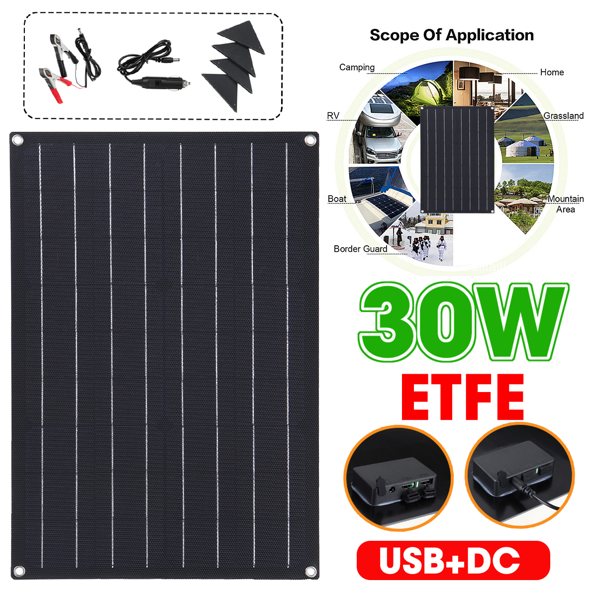 30W-ETFE-Solar-Panel-Waterproof-Car-Emergency-Charger-WIth-4-Protective-Corners-Double-USBDC-1614327-3