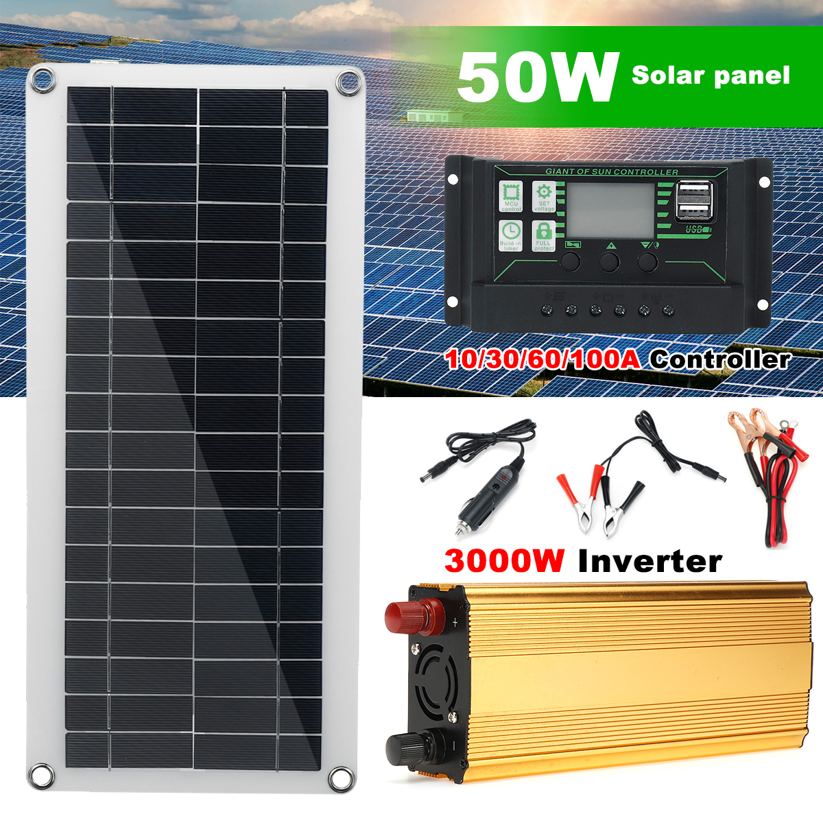 4In1-Waterproof-Solar-Panel-Solar-Power-Kit-W-2000W-Power-Inverter-30W-Solar-Panel-With-Soar-Charge--1840085-2