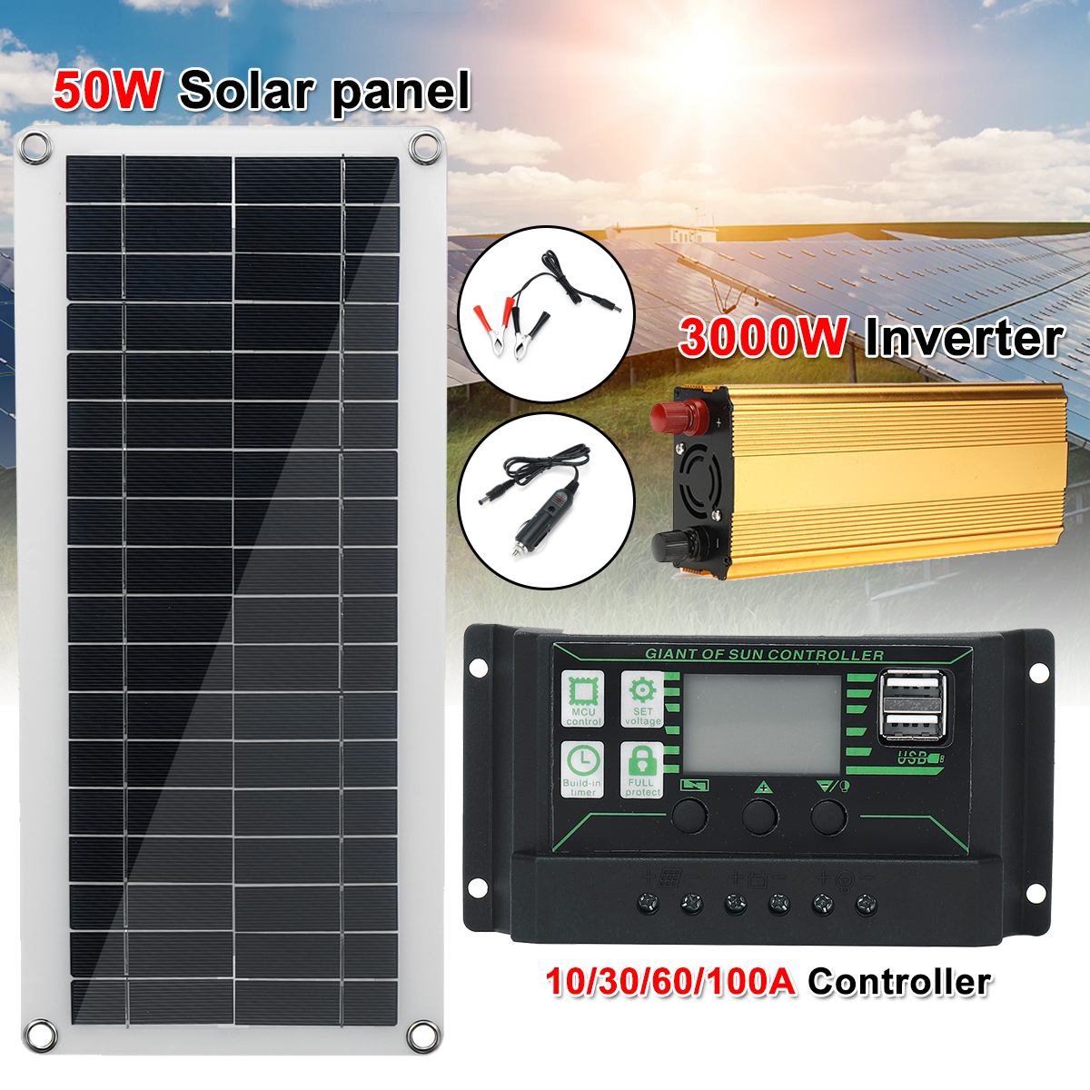 4In1-Waterproof-Solar-Panel-Solar-Power-Kit-W-2000W-Power-Inverter-30W-Solar-Panel-With-Soar-Charge--1840085-4