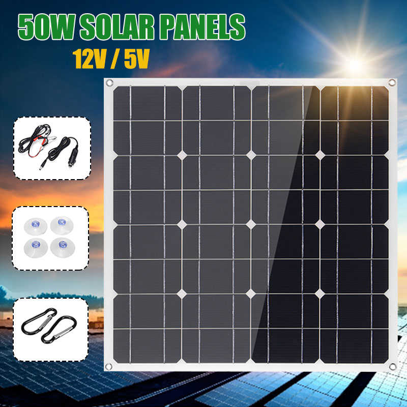 50W-USB-DC-Monocrystalline-Solar-Panel-Flexible-Power-Bank-Outdoor-Camping-Hiking-Battery-Charger-1626534-2