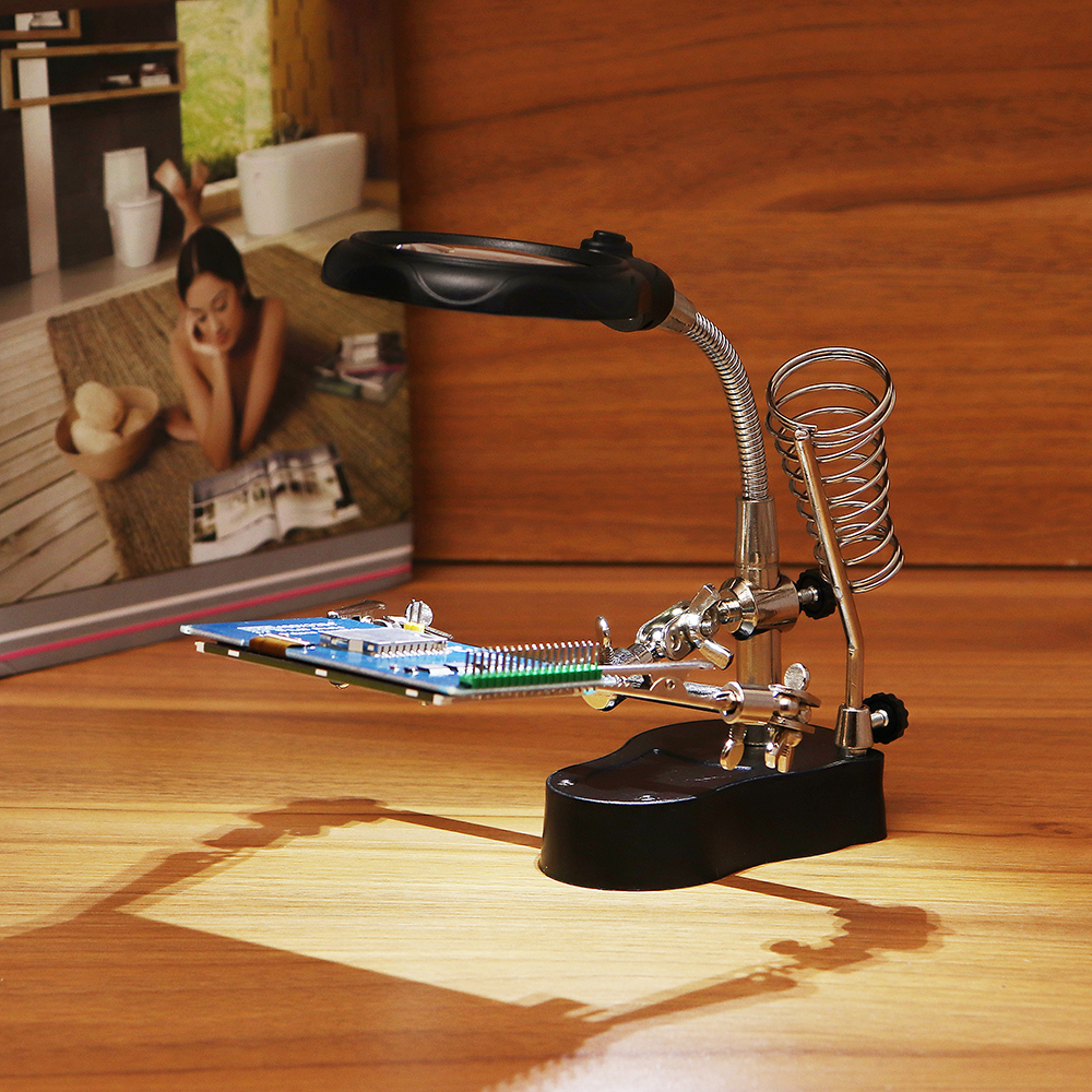 LED-Light-Soldering-Iron-Stand-Holder-Helping-Hands-Magnifying-Glass-Magnifier-Third-Hand-Magnifier-1546675-2