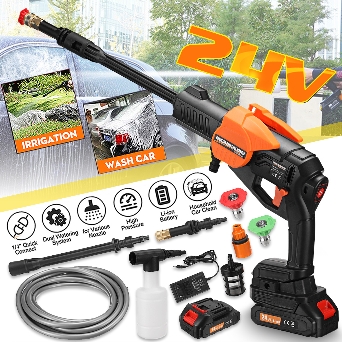 24V-300W-Cordless-High-Pressure-Washer-1000mAh-Car-Washing-Machine-Spray-Guns-Water-Cleaner-W-Batter-1871781-2