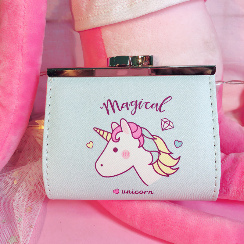 Cartoon-Unicorn-PU-Change-Card-Pack-Female-Cute-Buckle-Wallet-Card-Bag-1353204-8