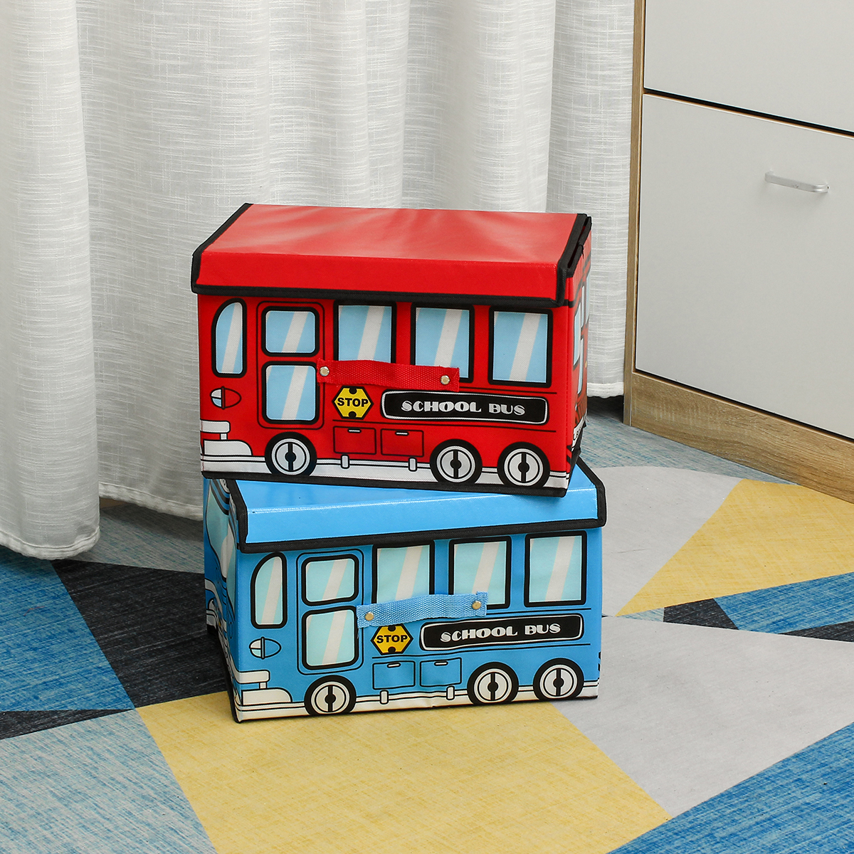 18L-Waterproof-Bus-Shape-Children-Kids-Toys-Storage-Box-Foldable-Non-woven-Cartoon-Car-Pattern-Toys--1795293-5