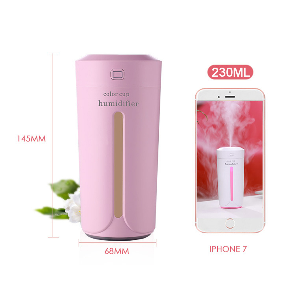 DC-5V-230ML-LED-Air-Humidifier-Ultrasonic-Cool-Mist-Purifier-USB-Rechargeable-Home-Car-1443085-2