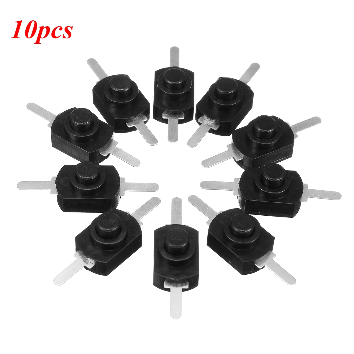 Excellwayreg-10Pcs-1A-30V-DC-250V-Black-Latching-On-Off-Mini-Push-Button-Switch-1184493-1