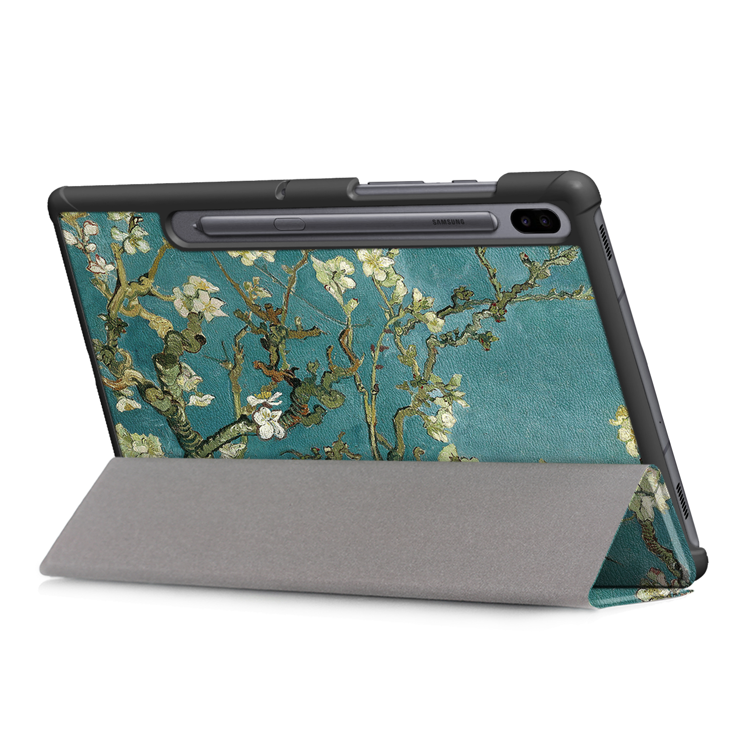 Printing-Tri-Fold-Tablet-Case-for-Samsung-Tab-S6-105---Apricot-Blossom-1556682-3