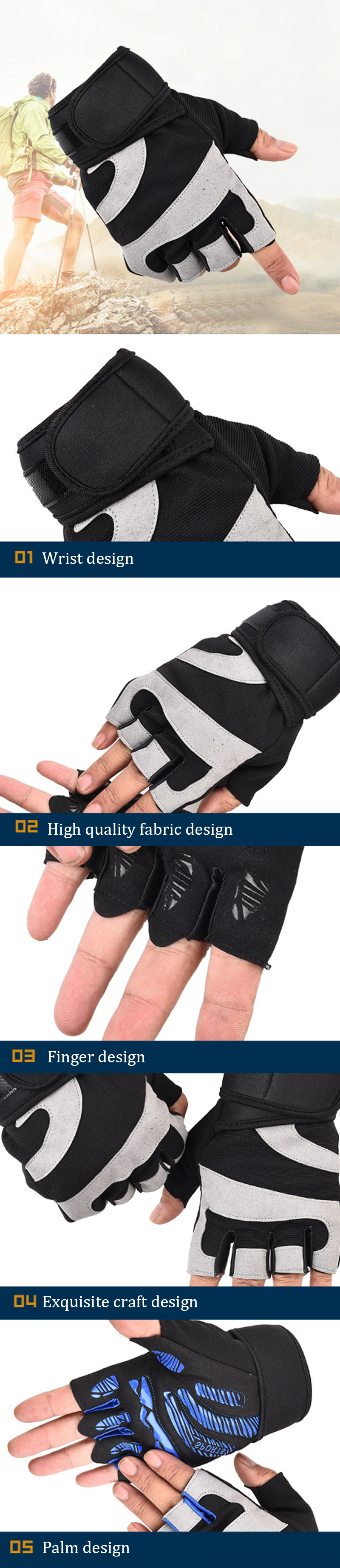 1Pair-KALOAD-Tactical-Glove-Cycling-Half-Finger-Unisex-Gloves-Silicone-Anti-slip-Breathable-Fitness--1462916-1