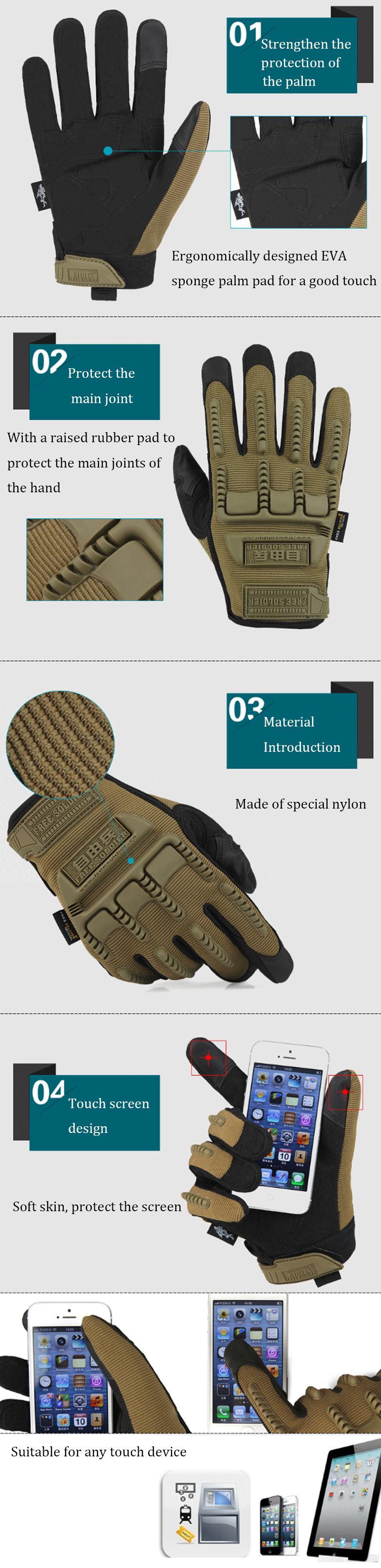 FREE-SOLDIER-Tactical-Full-Finger-Glove-Slip-Resistant-Gloves-Elastic-Tactical-Gloves-For-Outdoor-Sp-1437966-2