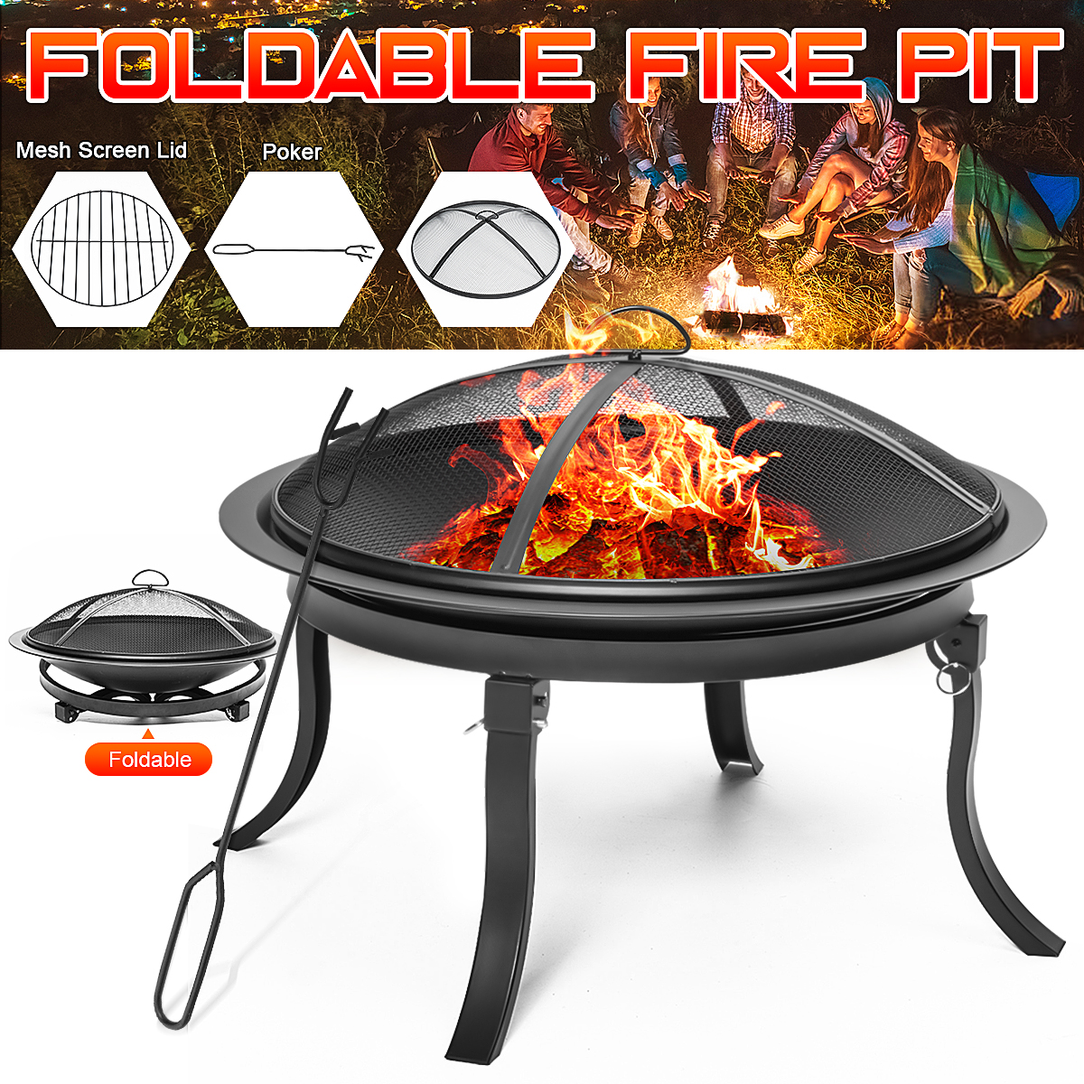KingSo-24inch-Portable-Fire-Pits-Steel-Wood-Burning-Firepit--with-BBQ-Grill-Fire-Bowl-Poker-1886879-2