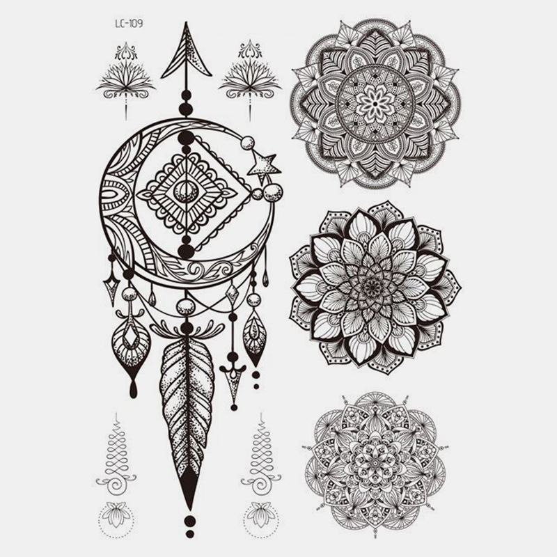 Black-Feather-Mandala-Flower-Temporary-Tattoo-Sticker-Waterproof-Body-Art-Arm-Tattoo-Transfer-Paper-1724425-8