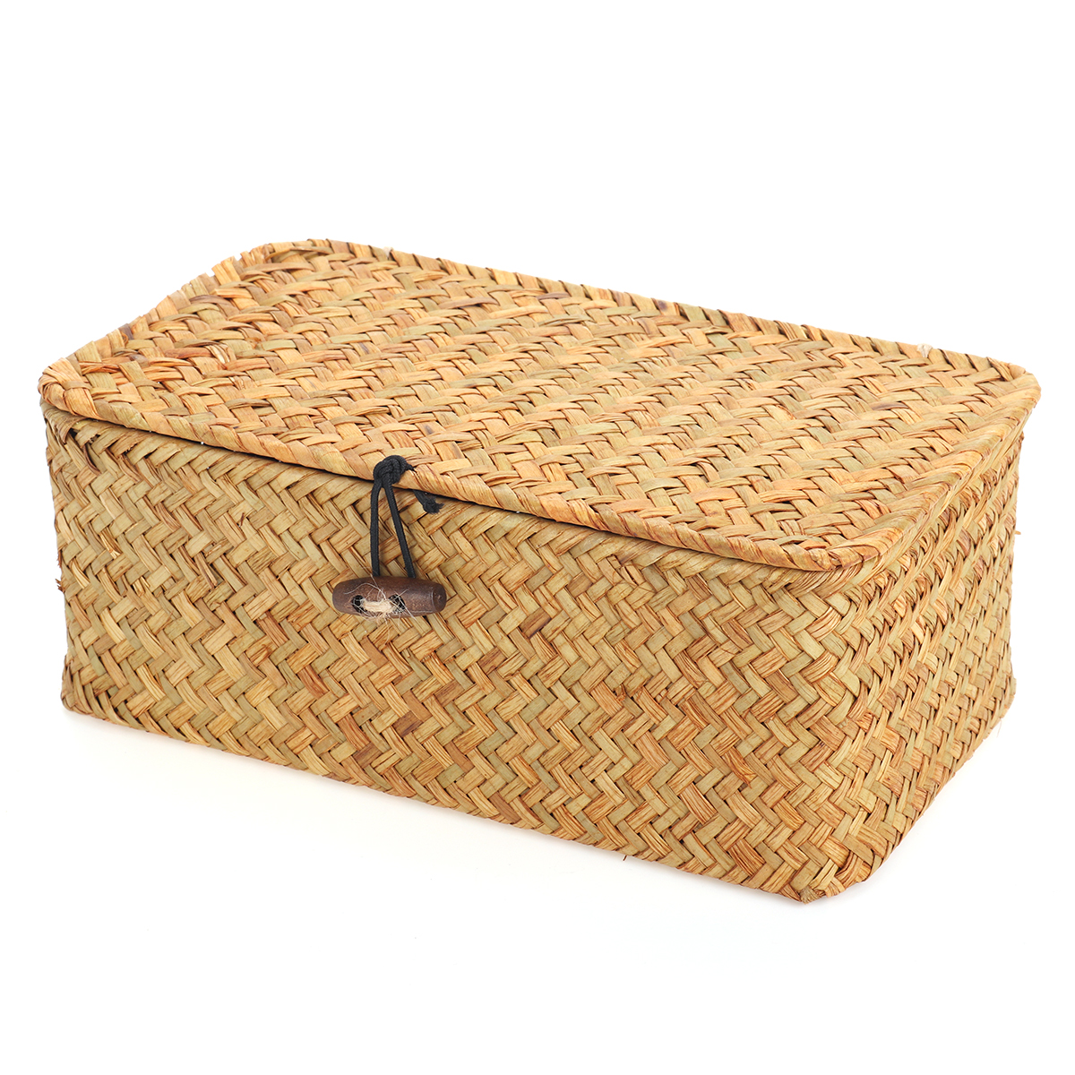 Storage-Box-Rectangular-Straw-Flower-Basket-with-Cover-Home-Garden-Fruit-Clothes-1748147-4