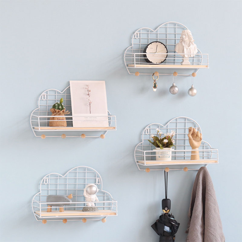 Wall-Mounted-Shelf-Metal-Wire-Rack-Storage-Unit-With-Hooks-Key-Basket-Hanger-1676470-2