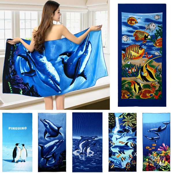 70x150cm-Blue-Dolphin-Penguin-Print-Absorbent-Microfiber-Beach-Towels-Quick-Dry-Bath-Towel-1005533-1