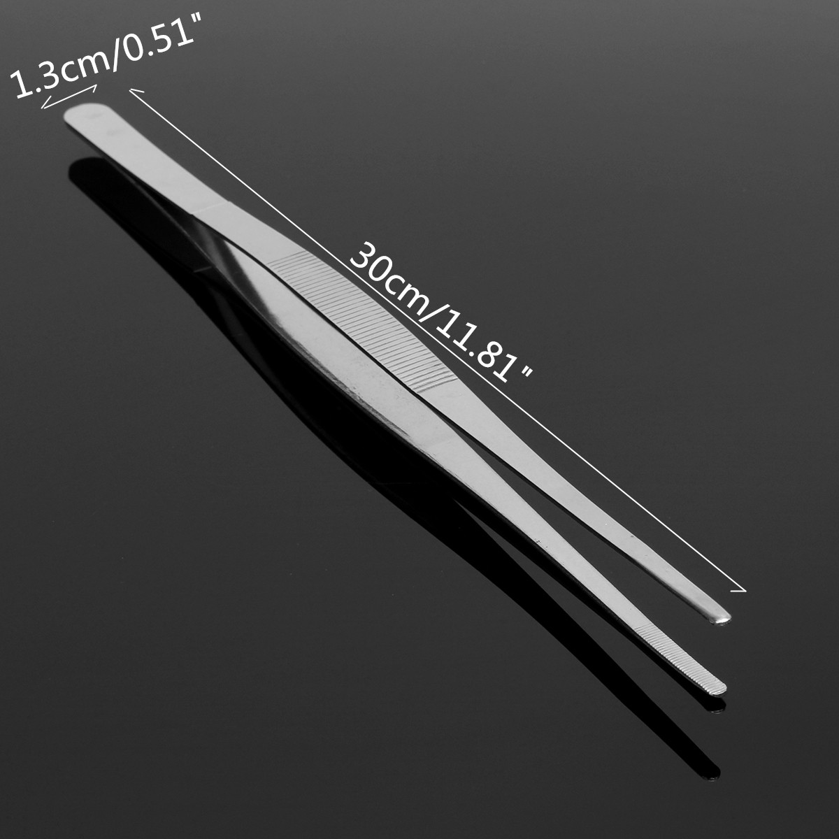 30cm-Stainless-Steel-Silver-Long-Tongs-Straight-Tweezers-Tool-1110841-2