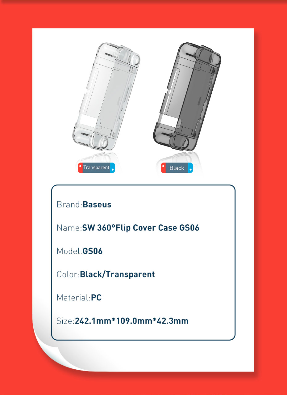 Baseus-SW-GS06-360deg-Filp-Cover-Case-Silicone-Transparent-Protective-Case-For-Switch-1728589-13