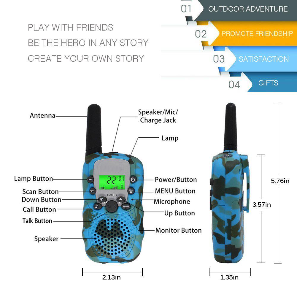 2Pcs-T388-Children-Camouflage-Walkie-Talkie-22-Channel-05W-Radio-Transceiver-Built-in-Flashlight-1242160-2