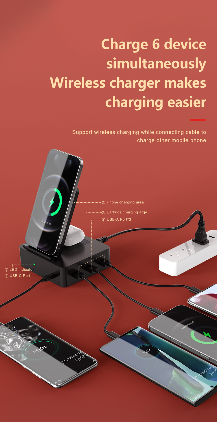 Bakeey-6-in-1-15W-Wireless-Charger--Earbuds-Wireless-Charger--3--USB-A--1--Type-C-Ports-Stand-Dockin-1815280-4