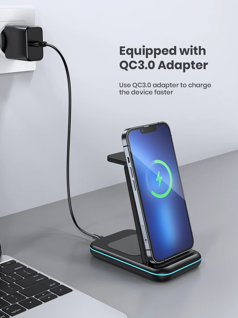 GY-Z8A 3In1 15W Foldable Wireless Charger Station For Qi-enabled Smart ...