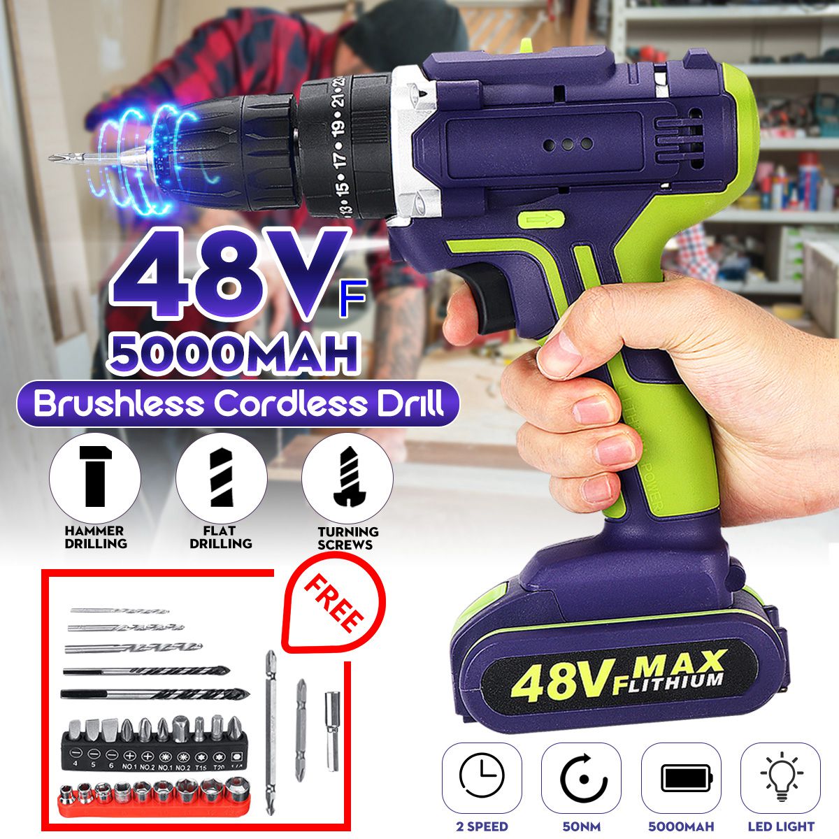 3-In-1-Hammer-Drill-48V-Cordless-Drill-Double-Speed-Power-Drills-LED-lighting-1Pcs-Large-Capacity-Ba-1665497-1