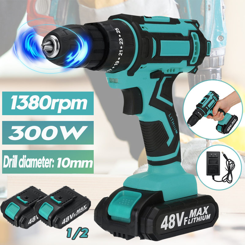 48V-10mm-Rechargeable-Impact-Driver-Electric-Drill-Power-Tool-253-Gears-W-12-Battery-1864588-2