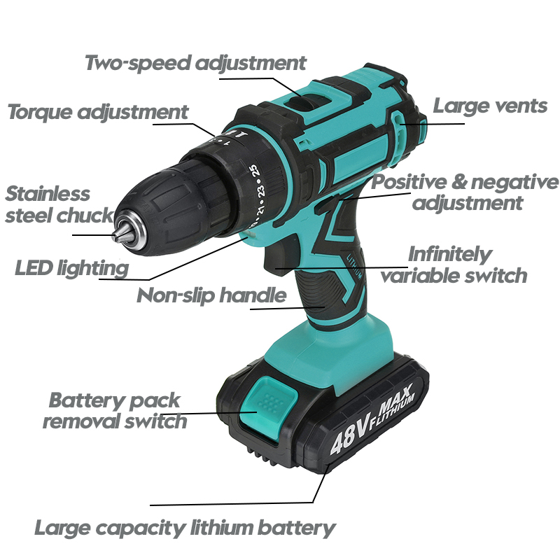 48V-10mm-Rechargeable-Impact-Driver-Electric-Drill-Power-Tool-253-Gears-W-12-Battery-1864588-11