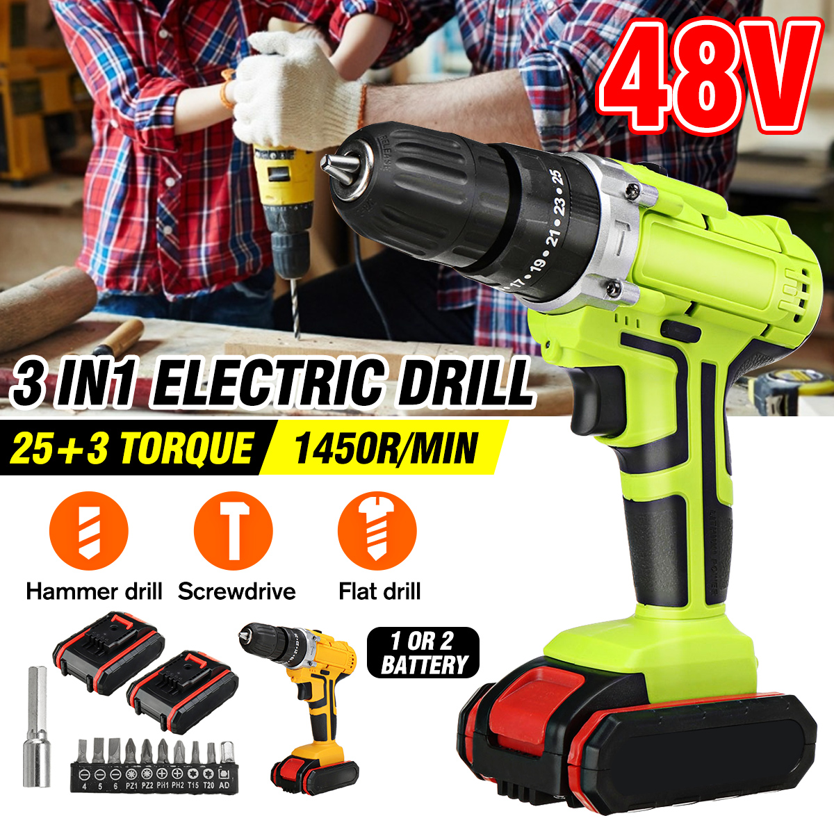 48VF-22800mAh-Cordless-Rechargable-3-In-1-Power-Drills-Impact-Electric-Drill-Driver-With-2Pcs-Batter-1877445-2