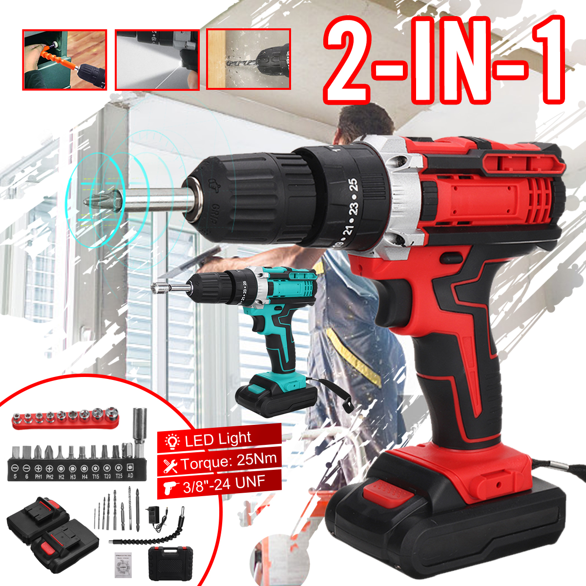 Cordless-Rechargeable-Electric-Drill-Screwdriver-LED-Portable-Metal-Wood-Drilling-Tool-W-12pcs-Batte-1848724-1