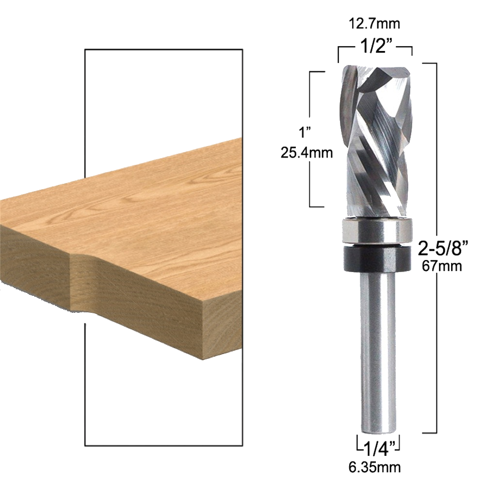 12725467MM-Carbide-Lower-Bearing-Spiral-Trimming-CNC-Router-Bit-End-Mill-14quot-635mm-Shank-for-Wood-1897501-3