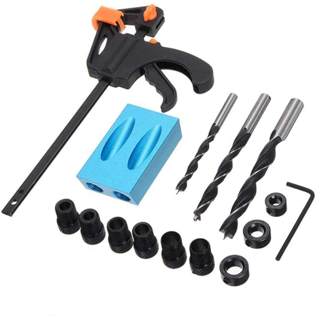 15Pcs-15-Degree-Pocket-Hole-Jig-Kit-Drilling-Locator-Woodworking-Guide-Screw-Drill-Angle-Positioning-1763970-1