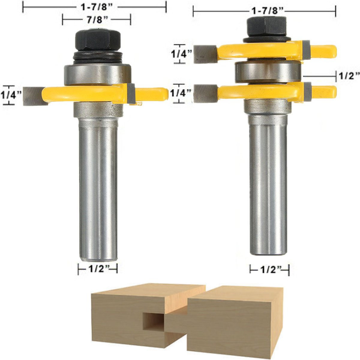 2pcs-12-Inch-Shank-Tongue--Groove-Router-Bit-Set-3-Teeth-T-shape-Wood-Milling-Cutter-1090377-1