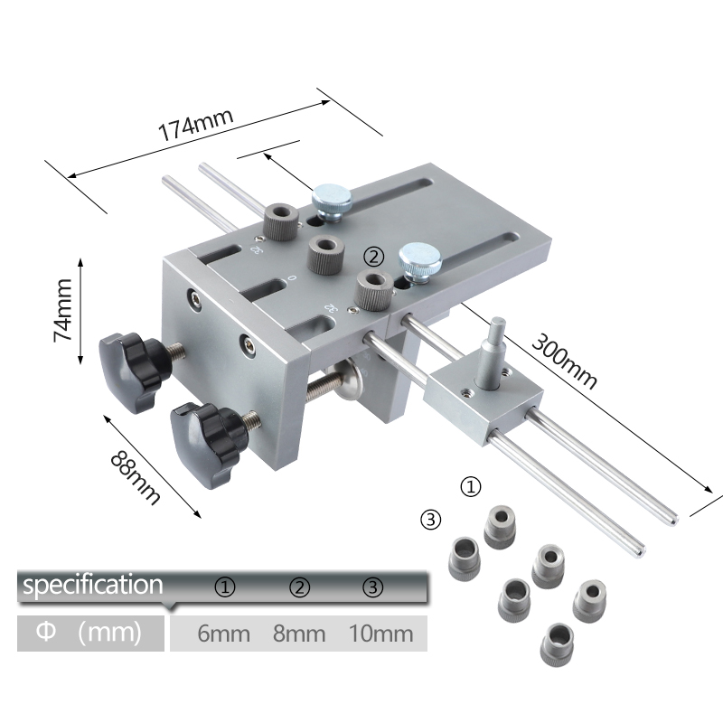 3-In-1-Dowelling-Jig-6810mm-Wood-Drilling-Guide-Locator-Adjustable-Dowel-Jig-Kit-For-DIY-Woodworking-1486907-2