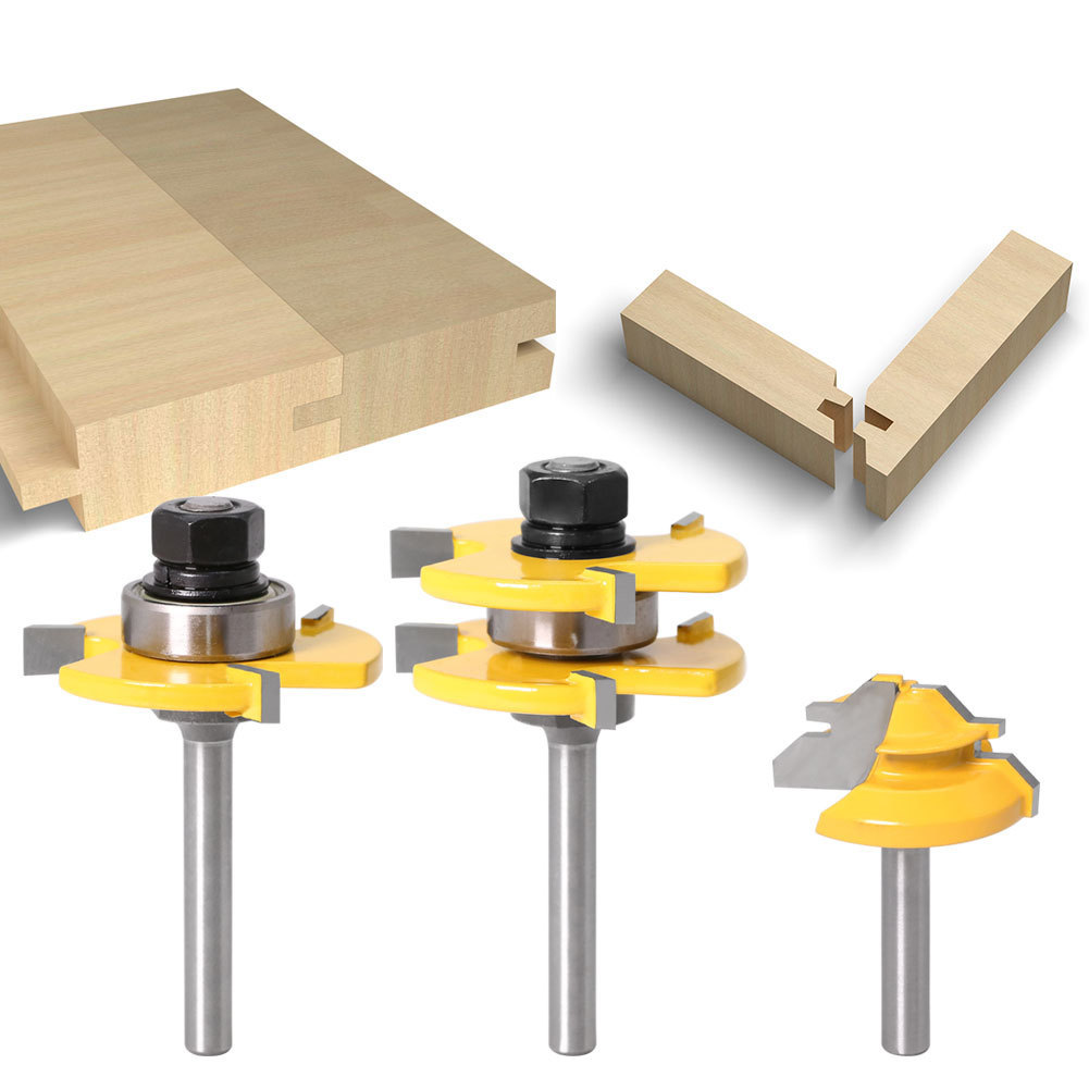 3Pcs-6mm-14-Shank-Tongue--Grooving-Joint-Router-Bit-45-Degree-Lock-Miter-Router-Set-Stock-Wood-Cutti-1765155-1