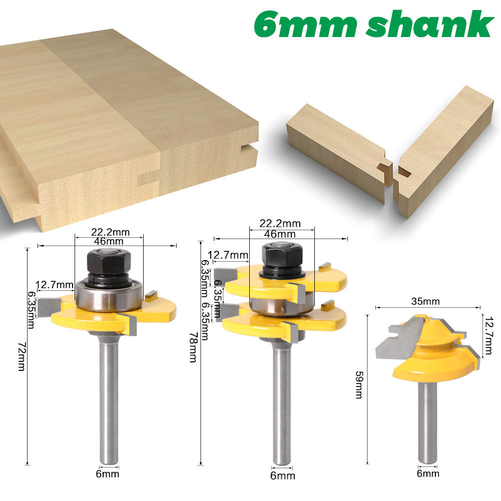 3Pcs-6mm-14-Shank-Tongue--Grooving-Joint-Router-Bit-45-Degree-Lock-Miter-Router-Set-Stock-Wood-Cutti-1765155-2