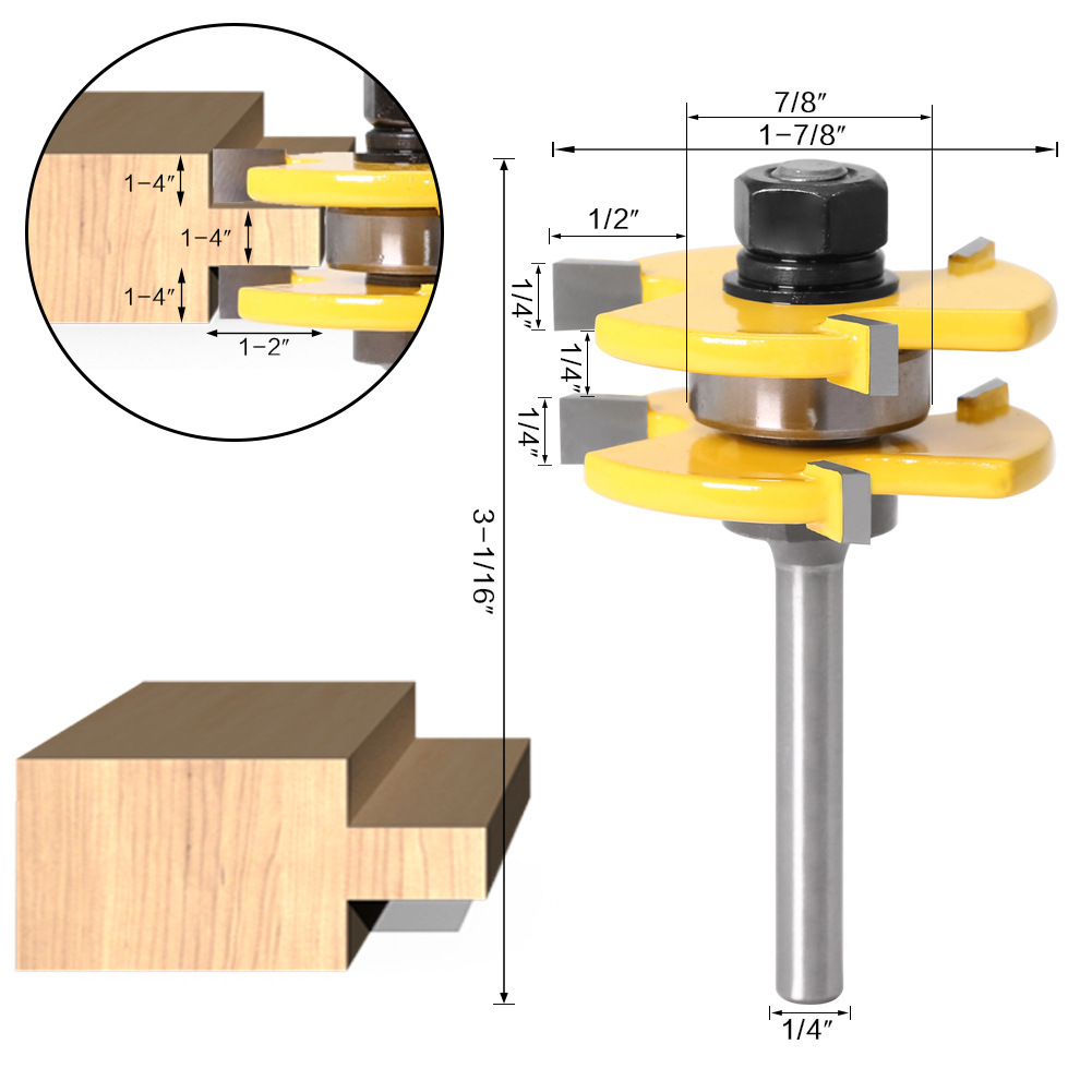 3Pcs-6mm-14-Shank-Tongue--Grooving-Joint-Router-Bit-45-Degree-Lock-Miter-Router-Set-Stock-Wood-Cutti-1765155-5