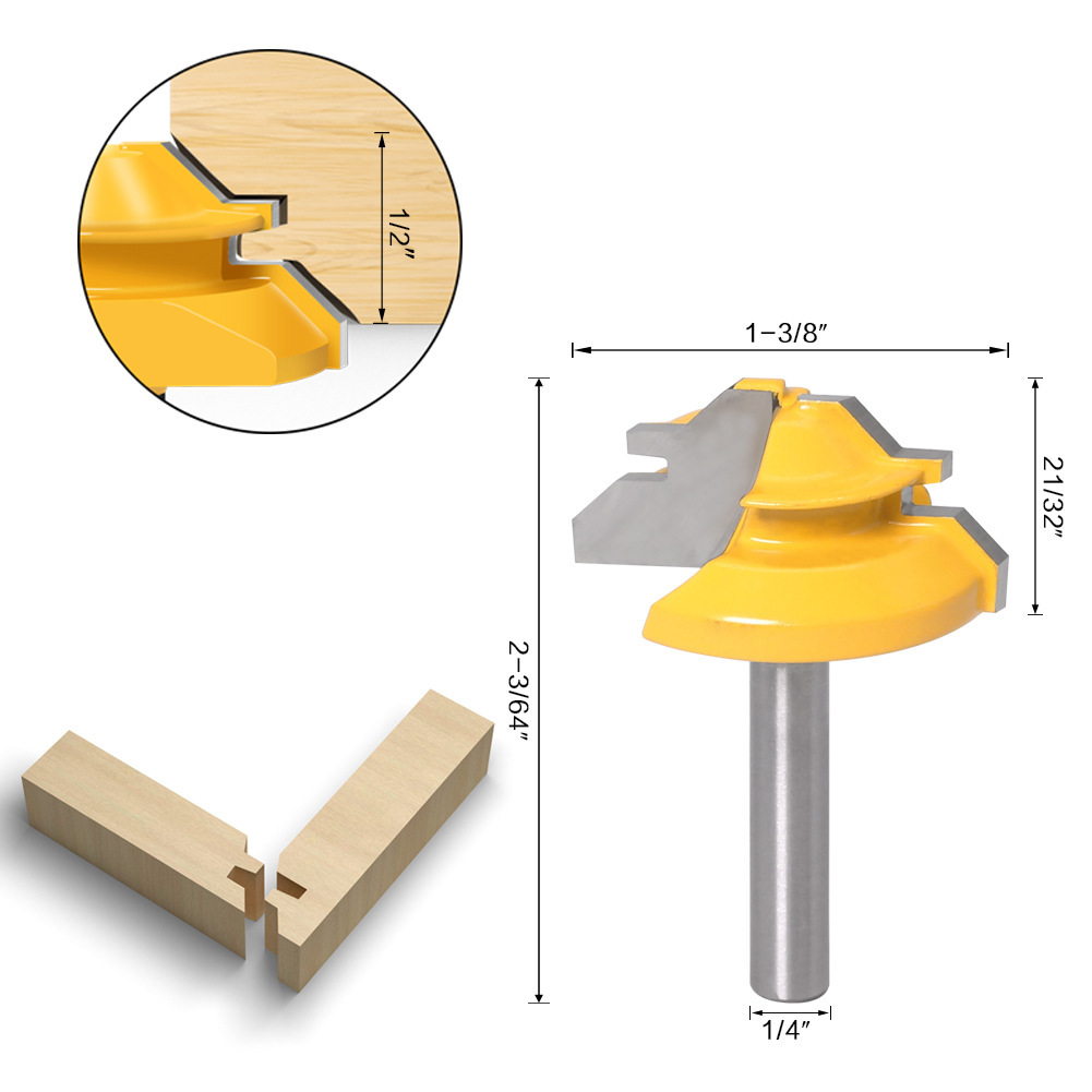 3Pcs-6mm-14-Shank-Tongue--Grooving-Joint-Router-Bit-45-Degree-Lock-Miter-Router-Set-Stock-Wood-Cutti-1765155-6