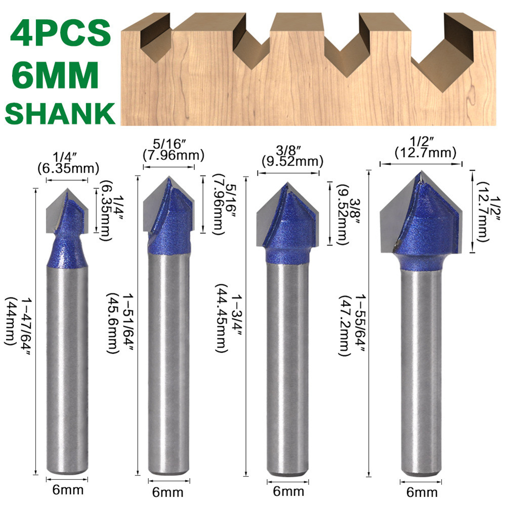 6mm-Shank-90-Degree-V-Type-Groove-Flush-Trim-Router-Bit-Chuck-Trimming-Engraving-Milling-Cutter-1628939-8