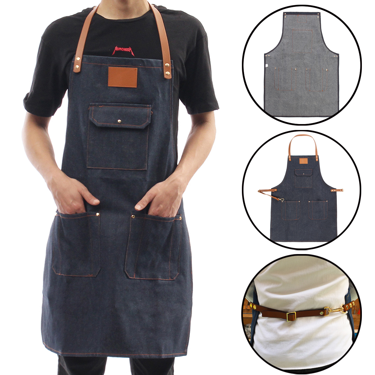 Denim-Bib-Apron-Leather-Strap-Barista-Baker-Work-Uniform-Bartender-BBQ-Chef-Cook-Woodworking-Apron-1364800-2