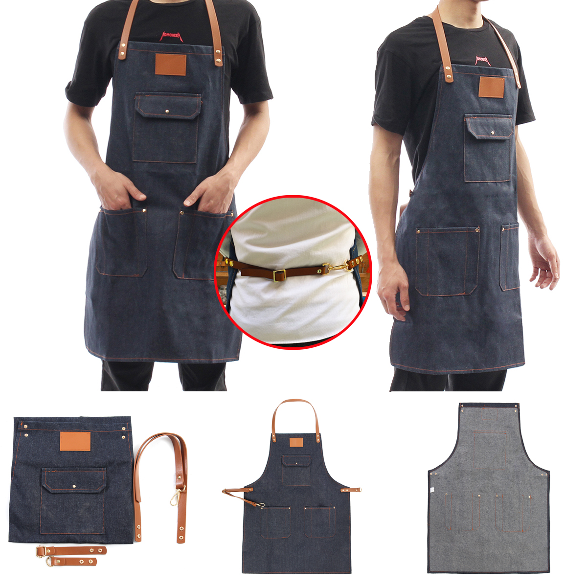 Denim-Bib-Apron-Leather-Strap-Barista-Baker-Work-Uniform-Bartender-BBQ-Chef-Cook-Woodworking-Apron-1364800-3