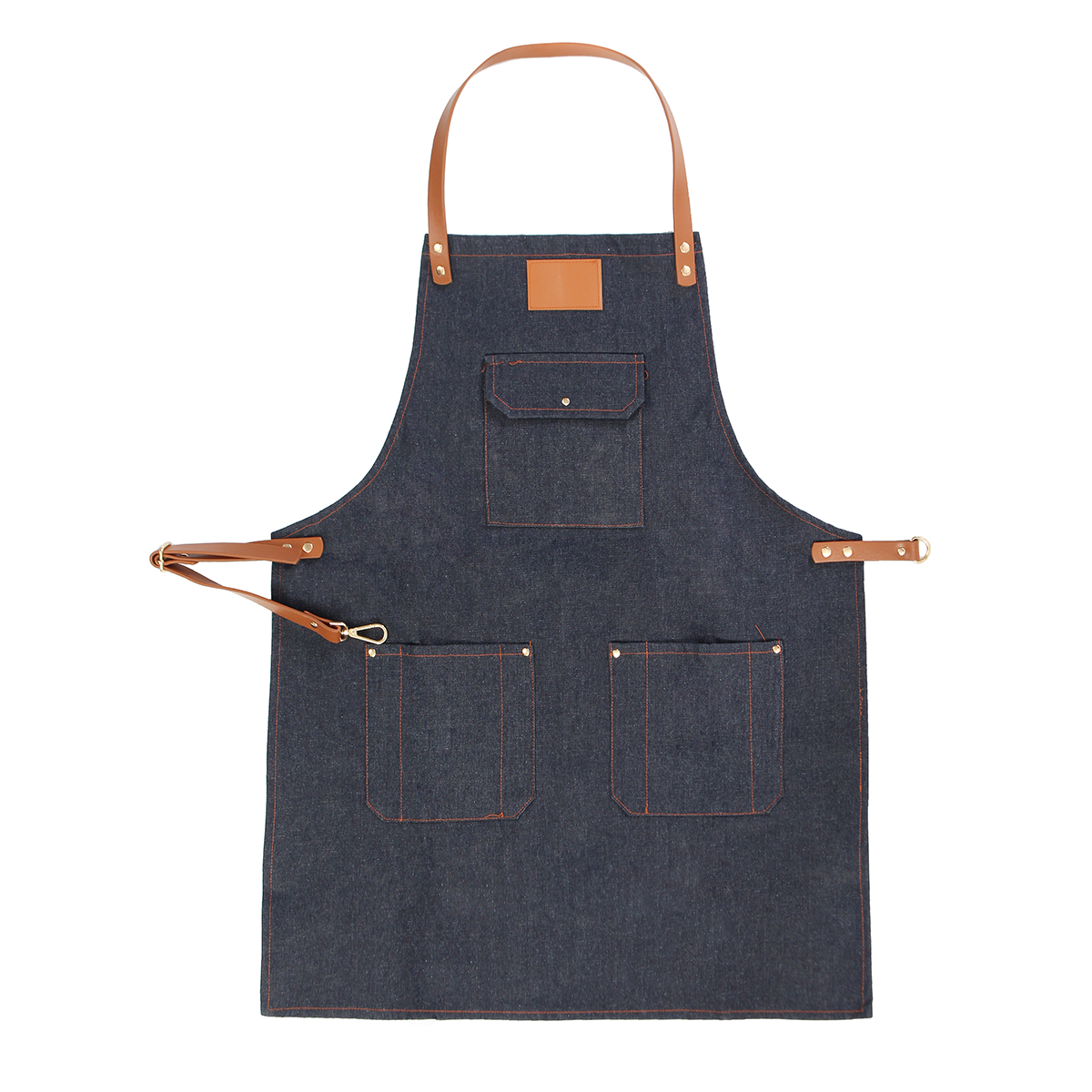 Denim-Bib-Apron-Leather-Strap-Barista-Baker-Work-Uniform-Bartender-BBQ-Chef-Cook-Woodworking-Apron-1364800-5