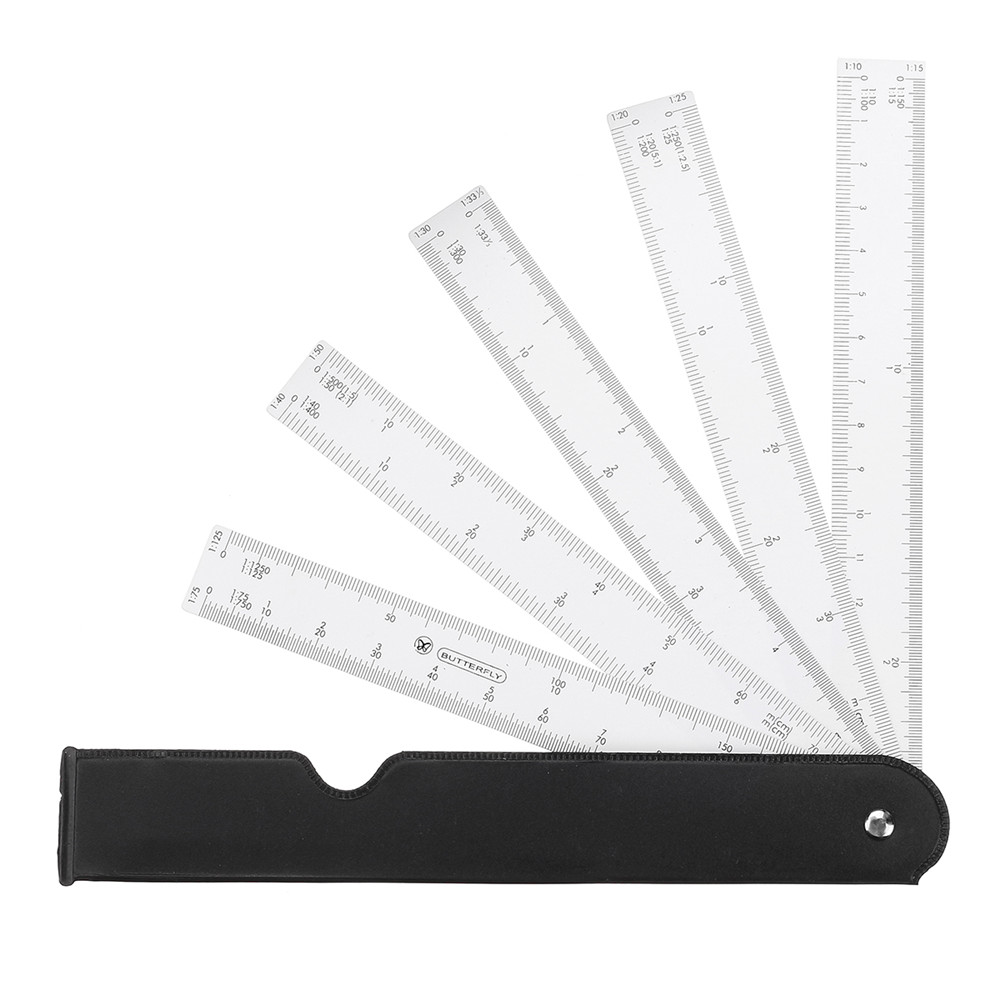 Drillpro-5pcs-Multi-function-Combined-Scale-Ruler-Suit-Butterfly-Fan-Shaped-Plastic-Scale-Ruler-1347574-1