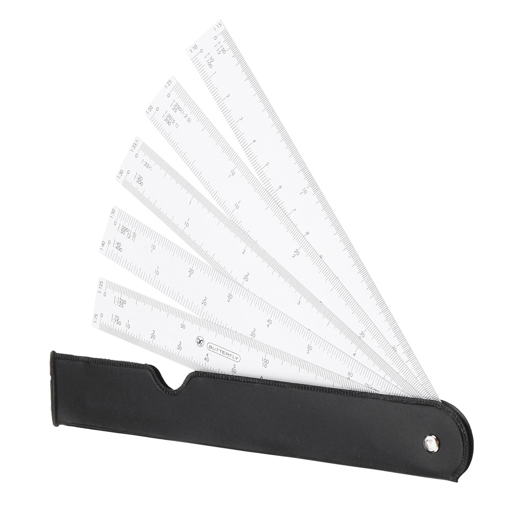 Drillpro-5pcs-Multi-function-Combined-Scale-Ruler-Suit-Butterfly-Fan-Shaped-Plastic-Scale-Ruler-1347574-2