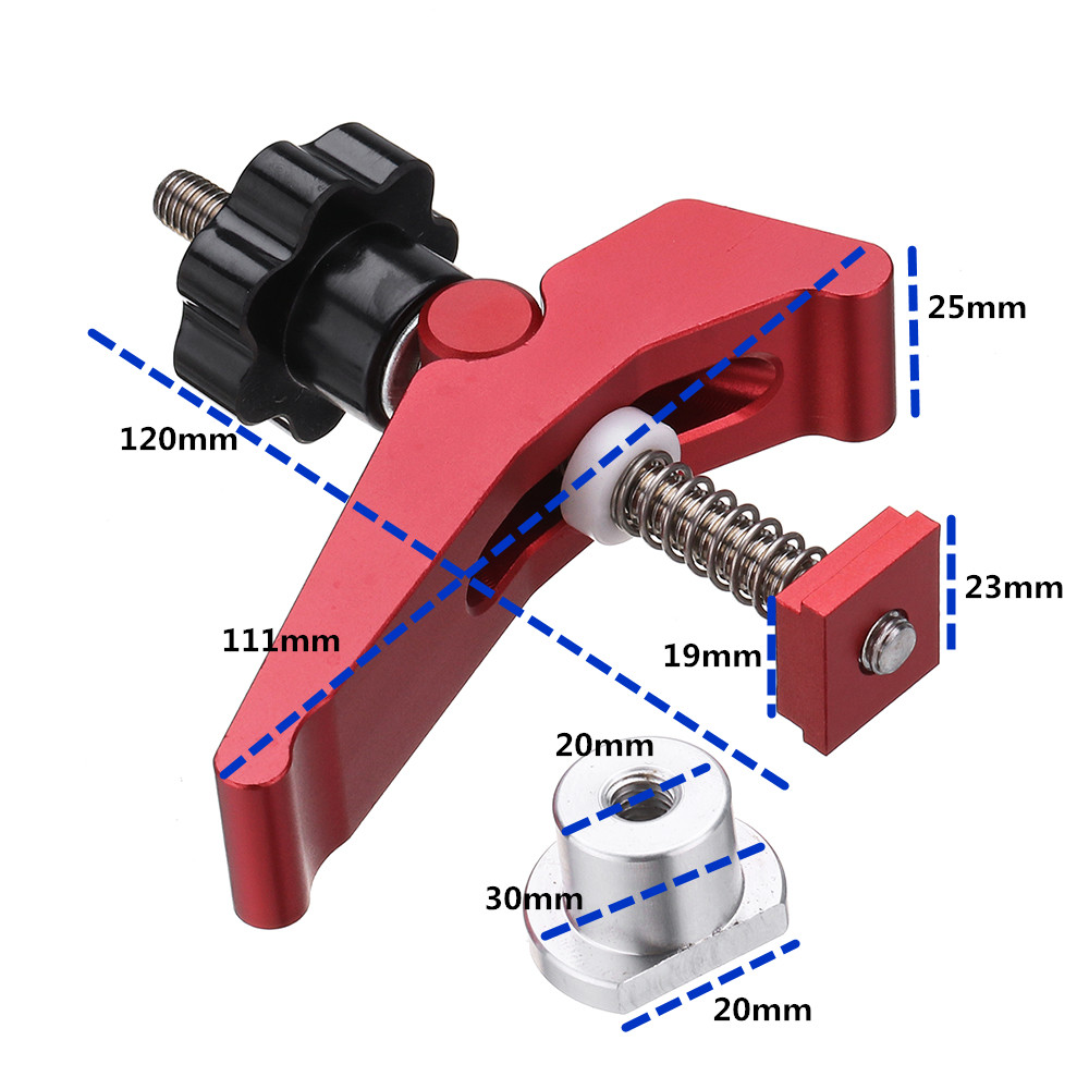 HONGDUI-2-Pcs-Red-Quick-Acting-Hold-Down-Clamp-Aluminum-Alloy-T-Slot-T-Track-Clamp-Set-Woodworking-T-1776199-2
