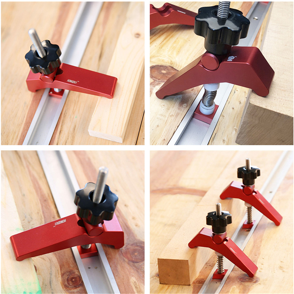 HONGDUI-2-Pcs-Red-Quick-Acting-Hold-Down-Clamp-Aluminum-Alloy-T-Slot-T-Track-Clamp-Set-Woodworking-T-1776199-10