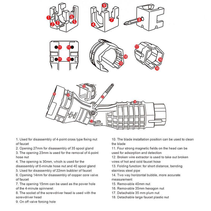 Multi-function-18-Will-kitchen-Bathroom-Wrench-Bathroom-Repair-Tool-Finger-Type-Meter-Tube-Sink-Wren-1884747-12