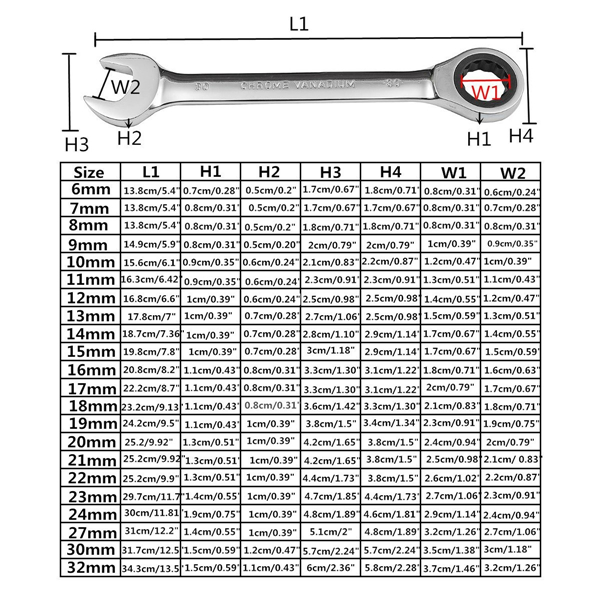 Raitooltrade-HT01-Chrome-Vanadium-Steel-Metric-Ratchet-Spanner-Wrench-Fixed-Head-6-32mm-1089483-8